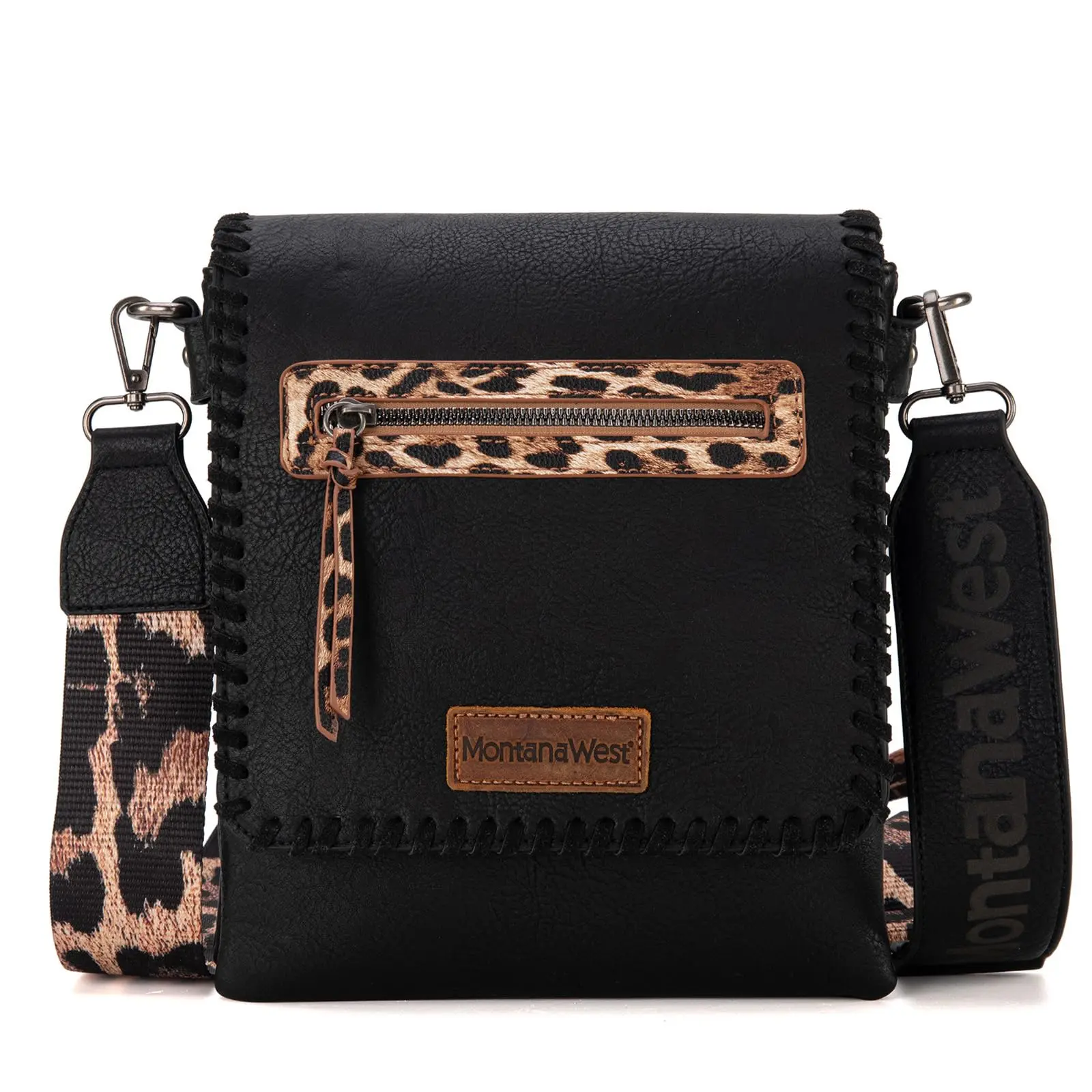 Montana West Western Crossbody Purse with Leopard Print Guitar Strap