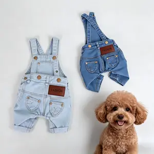 Pet Fashion Dog Denim Overalls for Spring and Autumn - New Versatile Pet Clothes, Dog Pants for Teddy, Comfortable Denim Outfit