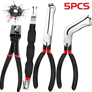 5-Piece Car Electrical Disconnect Pliers Set, Wire Terminal Pin Removal Tool Kit, Connector Separator & Hose Clamp Plier