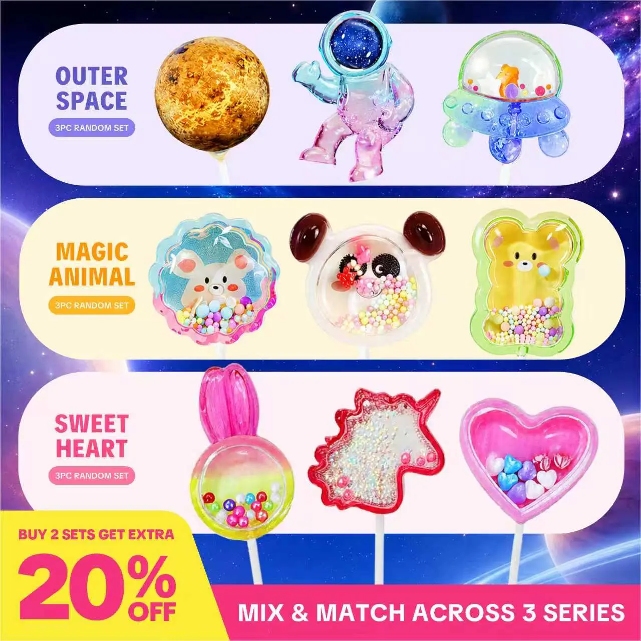 [Buy 2 Save 20%]Candy Master 5D Lollipops | Handcrafted Fruity Candy, Zero Fat Guilt-Free Snacks, 3 Individually Wrapped Pops, Viral Visual & Sound Party Treats backtoschool