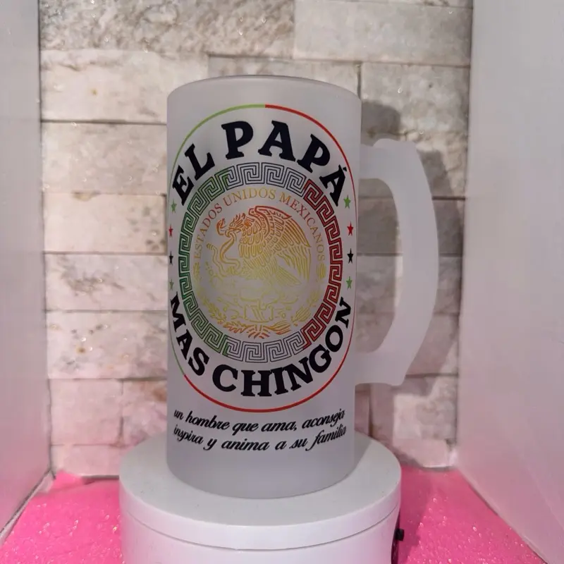 Father’s Day Frosted mugs EL PAPÁ MÁS CHINGÓN ESCUDO 16 oz  Washable