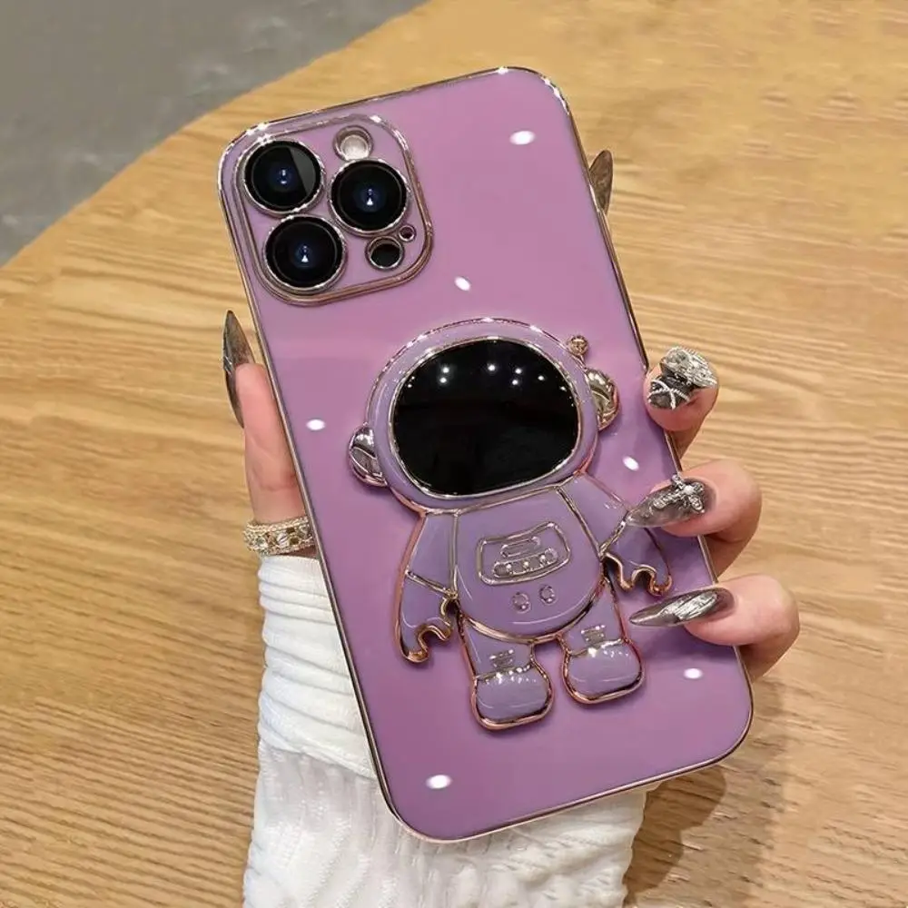 Creative Phone Case with Astronaut Design Phone Holder, 1 Count Shockproof Phone Case, Shockproof Phone Protective Cover for iPhone 11/12/13/14 Series