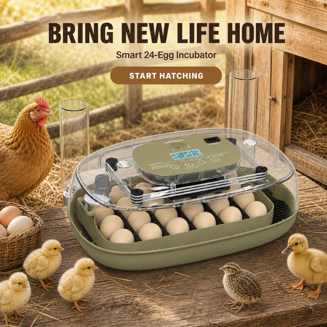 [Buy 1,Get 1 free] PAWSURD 24-Egg Incubator for Hatching Eggs with Automatic Turner, Digital Temperature and Humidity Display, Egg Candler for Chickens, Ducks and Quail