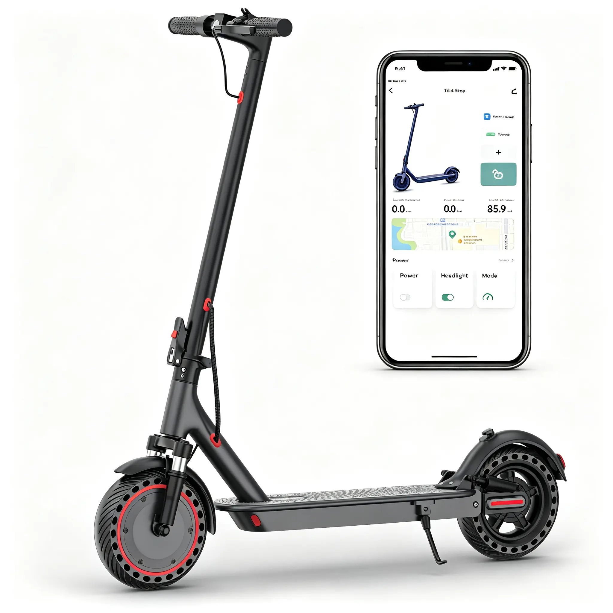 Unisex Motorized Folding Commuting Electric Scooter for Adults, 350-500W Motor, Up to 22 mph Speed, Up to 52 mi Range, 8.5"/10" Tires, Compact Fold Lightweight E-Scooter