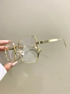 Simple Metal Frame Eyeglasses, Fashion Square Eyeglasses for Women & Men, Fashion Eyeglasses for Work, Perfect for Student Daily Use, Stylish Square Frames