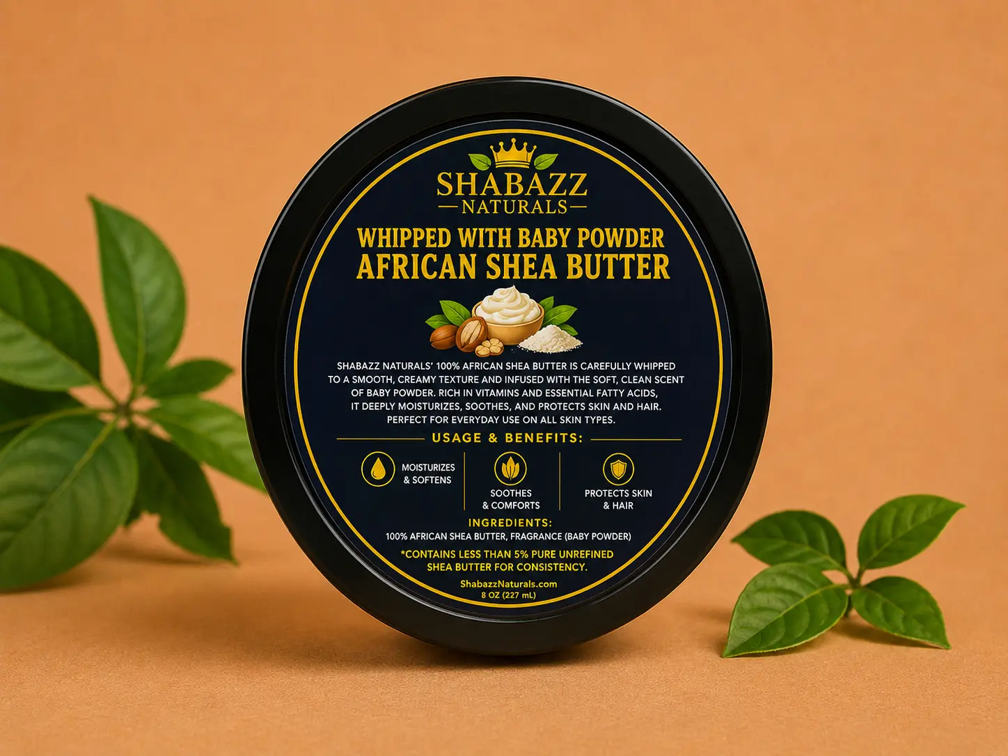 Shabazz Naturals Whipped Unrefined African Shea Butter Baby Powder 12oz