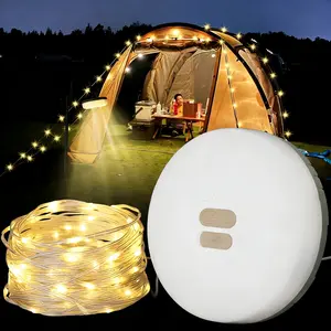 Camping String Lights, 32.8 Feet Rechargeable Waterproof LED Hanging Lamps for Outdoor Camping, Tent, Garden Party, Holiday Decorations