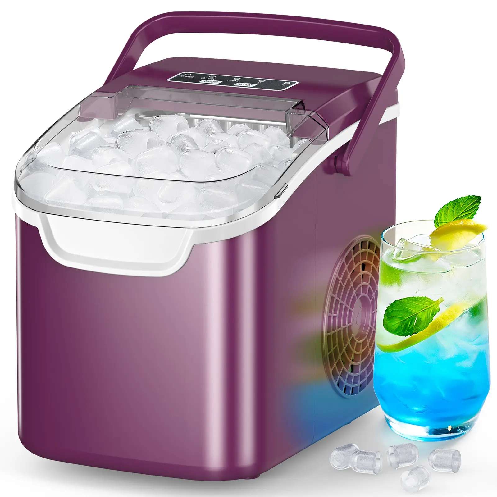 COWSAR 26 Lbs per Day Portable Compact Maker, Bullet Ice Making Machine, Stainless, Medium
