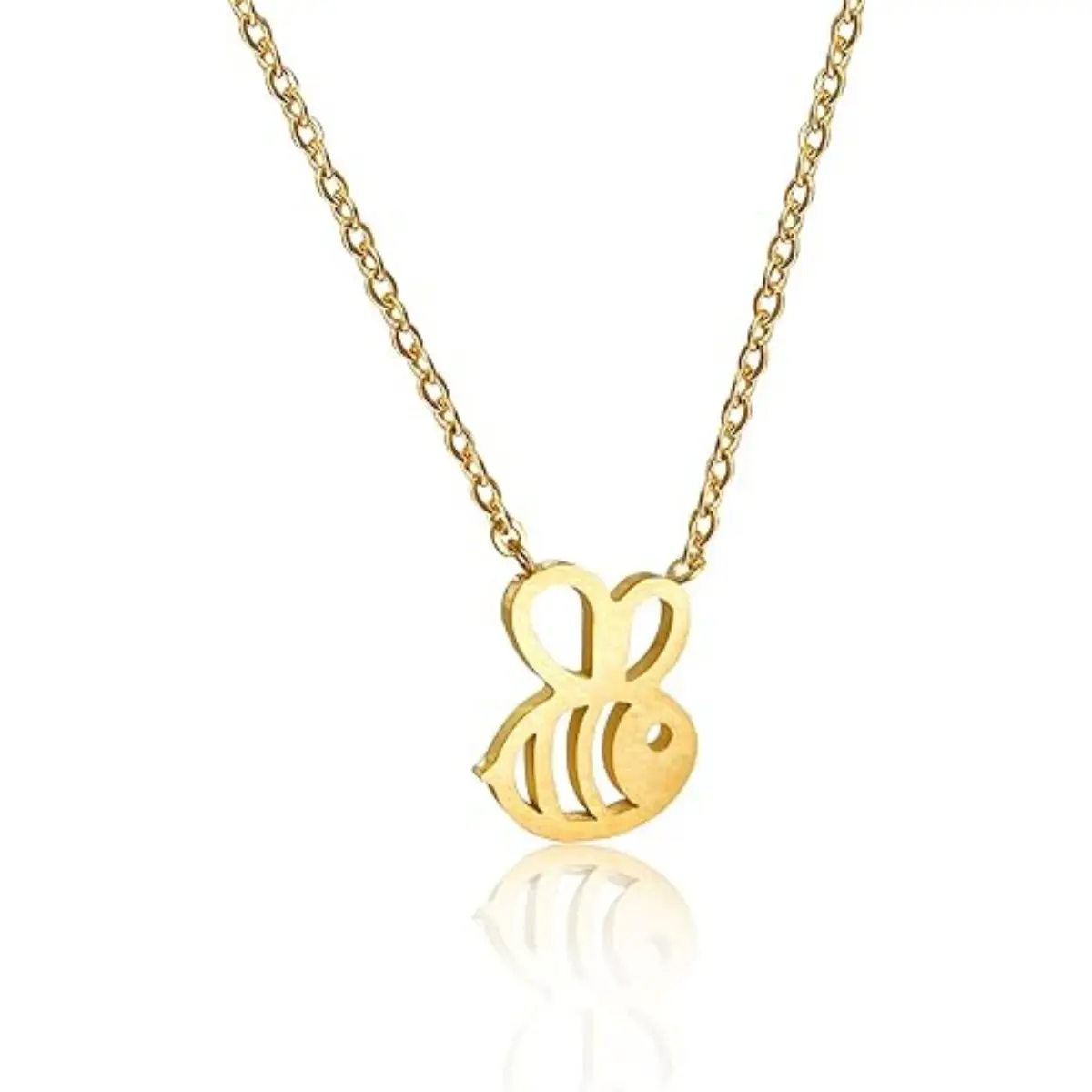 Altitude Boutique Bumble Bee Necklace, Honey Bee Hive Necklace for Women (Gold)