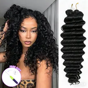 OQ HAIR Feather Crochet Human Hair Bundles for Miracle Knots Boho Braids Human Hair Deep Wave Pre-Separated 50g/Pack Reusable Invisible Crochet Extensions Time Saving