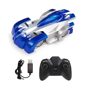 Blue Wall-Climbing Remote Control Car – Wireless Charging Toy Vehicle Suction Fan Abs Plastic Adhesion