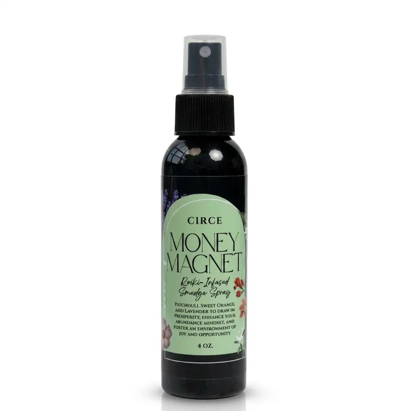 Circe Boutique Prosperity Smudge Spray Money Magnet 4 oz | Reiki-Infused Ritual Mist with Patchouli Sweet Orange & Lavender Essential Oils | Abundance Manifestation Room Spray for Wealth Attraction Office Gift