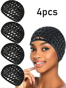 Women's Hair Net Set, 4-Piece Sleeping Cap, Wig & Bun Protector, Mesh Wrap Snood, Hair Wraps for Ballet, Cooking, Daily Use