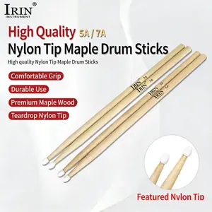 IRIN Maple Wood Drumsticks 5A/7A | Nylon Tip Universal Anti-Slip | Durable Sturdy Smooth Grip | Professional Percussion Sticks Jazz Drumsticks | For Drum Lovers Multi-Occasion Stage Show Band Practice Daily Use