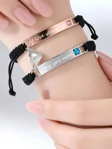 Adjustable Couple Bracelet Set, Heart Magnetic Bracelets, Fashion Couples Jewelry, Daily Wear Decor, Birthday Valentine Gift