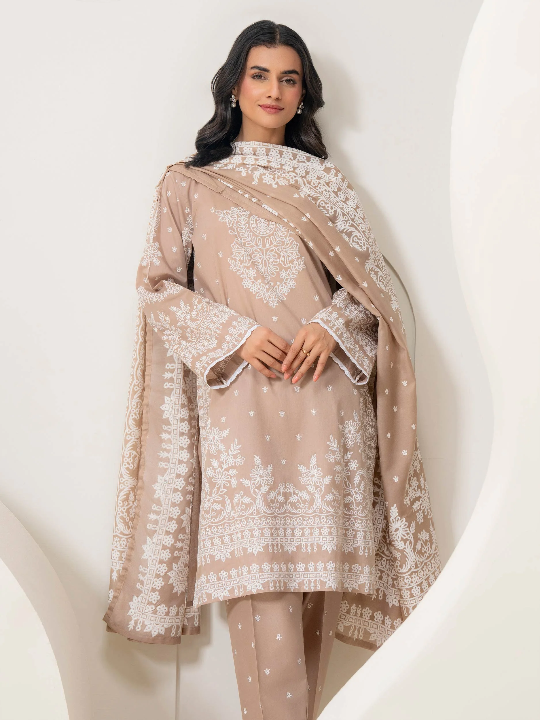 3 Piece Lawn Suit-Paste-Print (Pret)