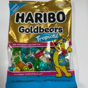 Haribo Goldbears Tropical Flavored Gummies Pineapple, Kiwi, Passion Fruit and Paradise Punch Flavors 1 Bag 113 g