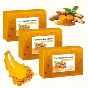 3-Piece Ginger Set: 100g X 3 Turmeric Granules Soap, Moisturizing Kojic Acid Soap, Deep Cleansing, Moisturizing, Hydrating, Rich in Ginger Extracts, Gentle Formula, Suitable for All Skin Types