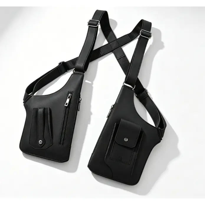 Men’s Double Shoulder Armpit Bag | Premium Vegan Leather Anti-Theft Underarm Holster Bag | Adjustable Strap with Multiple Pockets for Secure Daily Carry