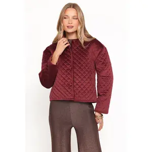 Roxanna Quilted Velvet Jacket - Wine