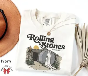 Comfort Colors Rolling Stones T-Shirt, Easter Clothes, Jesus Apparel, Catholic Shirt For Kids, Gift For Christian Woman, Faith-Based Tee