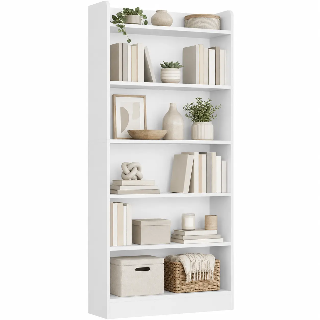 Yaheetech 6-Layer Open Shelf Bookshelf - Modern Simple Tall Bookcase with Top Open Compartment, Office & Living Room Furniture for Books & Room Organization