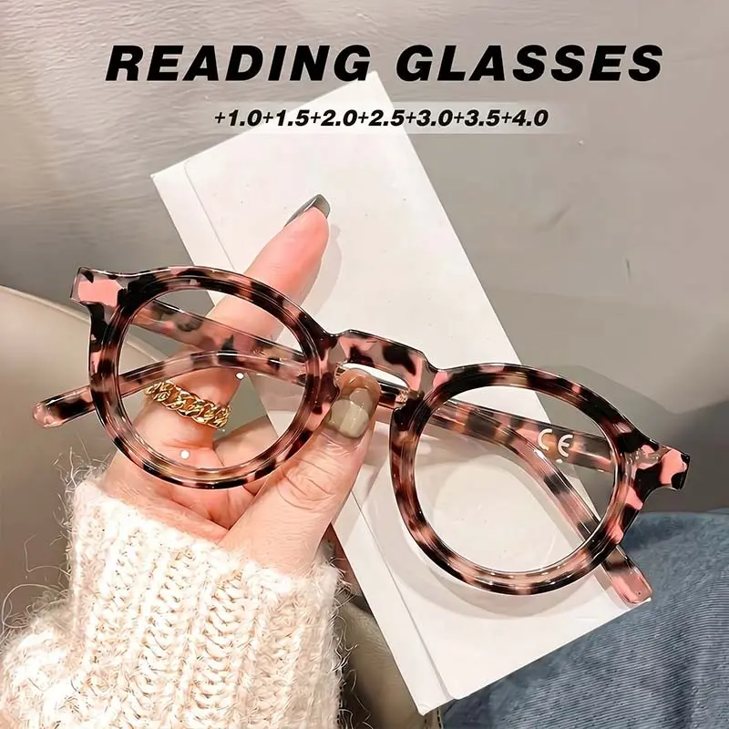 Vintage Round Frame Reading Glasses, Colorful Design Women's Lightweight Blue Light Blocking Eyewear, Daily Casual Party Travel, Reading Eyeglasses