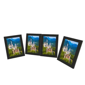 FixtureDisplays® 8" X 10" 8X10" Rectangular Photo Picture Frame 4PK Black Wood Photo Frame with Acrylic Lense Tabletop Sign Holder Literature Display 22020-8x10