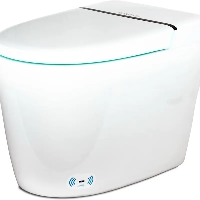 EUROTO Luxury Smart Toilet – Tankless Design with 6-Level Foot-Kick Sensor, 5-Temp Heated Seat, 4-Level Warm Dryer, Dual Flush (1.0/1.27 GPF), Auto Open/Close Lid, Night Light & Remote Control