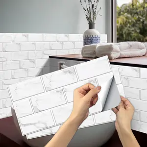 24pcs Self-Adhesive Wall Stickers Waterproof & Oilproof, Retro Striped PVC Peel & Stick Wallpaper for Kitchen Bathroom Bedroom, Reusable Semi-Gloss Home Decor with Easy Installation, Bathroom, Bedroom Decor, Semigloss Finish, Easyinstall Tiles