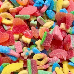Sour Candy Salad packed with a delicious variety of fruity sour gummies, this candy blend delivers a burst of tangy flavor in every bite, trending snack