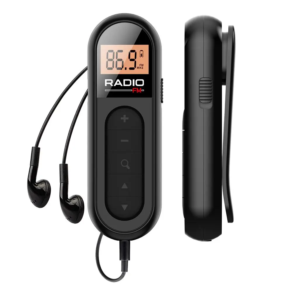Portable FM Radio, Rechargeable Pocket Handheld Radio with Reception Digital Tuning, LCD Screen, Stereo Sound Earphone Jack for Gym, Jogging, Walking, Camping