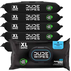 Wipes Unscented Flushable Wipes - Extra-Large Adult Wet Wipes for Sensitive Skin - 6 Pack (288 Count) - Infused with Vitamin E and Aloe - Septic and Sewer Safe