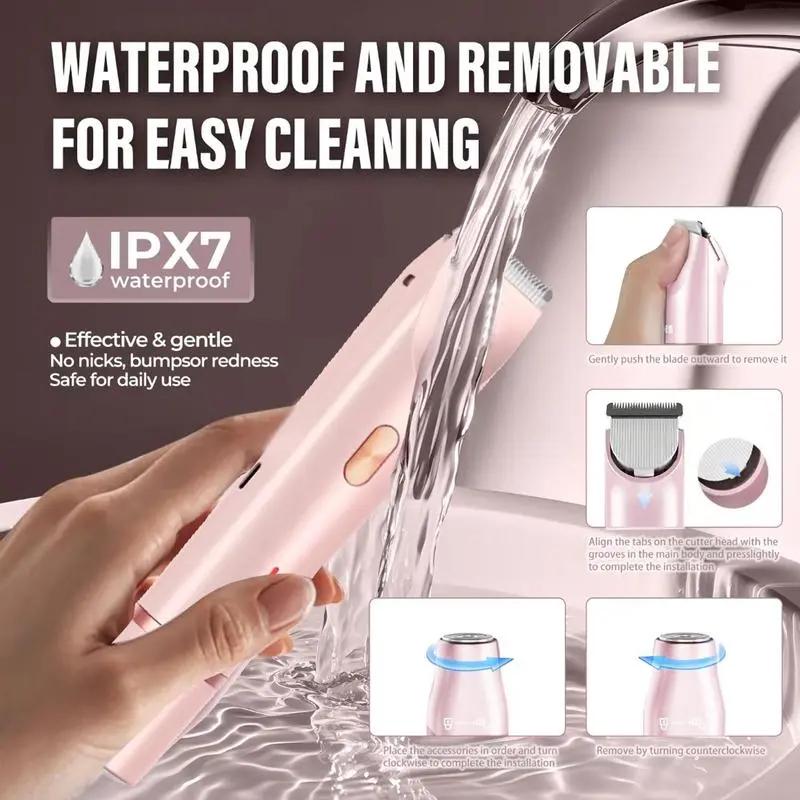 Women's 2-in-1 Waterproof Razor & Body Hair Trimmer - Self Care Products, Accessories for Women, Teen Girl Gifts, Ready-to-Go Razors for Underarm, Leg, Bikini Line, Face, Portable Compact Travel Back to School Essential Women's 2-in-1 Waterproof Razor & Body Hair Trimmer - Self Care Products, Accessories for Women, Teen Girl Gifts, Ready-to-Go Razors for Underarm, Leg, Bikini Line, Face, Portable Compact Travel Back to School Essential