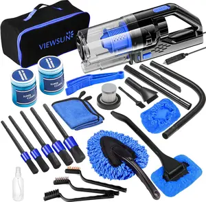 【fathersdaygift】Viewsun Car Cleaning Kit, Car Interior Detailing Kit with High Power Handheld Vacuum, Detailing Brush Set, Windshield Cleaner, Cleaning Gel, Complete Auto Accessories for Men, Women，Summervibes
