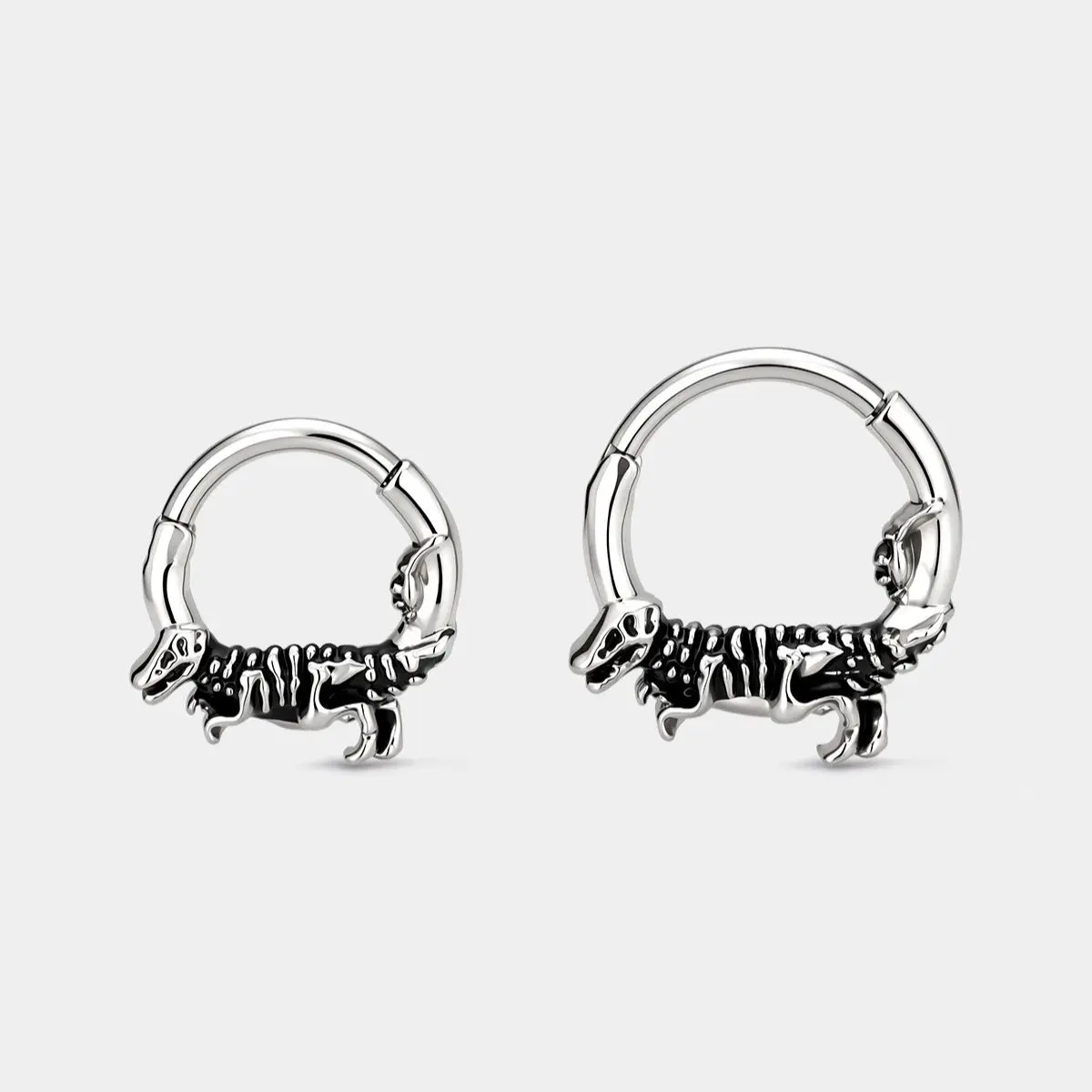 OUFER 16G Skull Dinosaur Hinged Segment Septum Ring