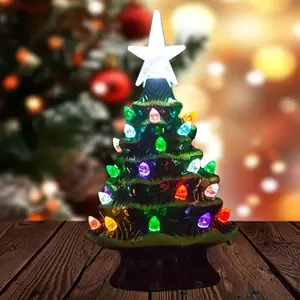 Lighted Ceramic Christmas Tree, Tabletop Decorations, Light Up Tree for Christmas Decoration, Holiday Home Decor