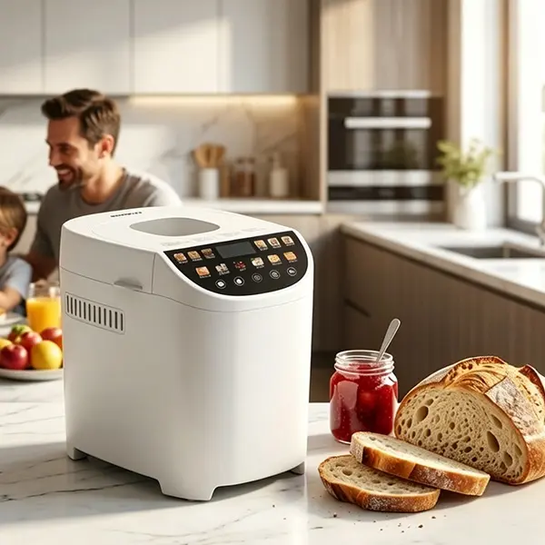 2LB 12-in-1 Smart Bread Maker Machine, Kitchen Household Appliance with Gluten-Free Setting, Nonstick Pan, 2 Loaf Sizes, 13H Reserve Function, 1H Keep Warm Function (White)