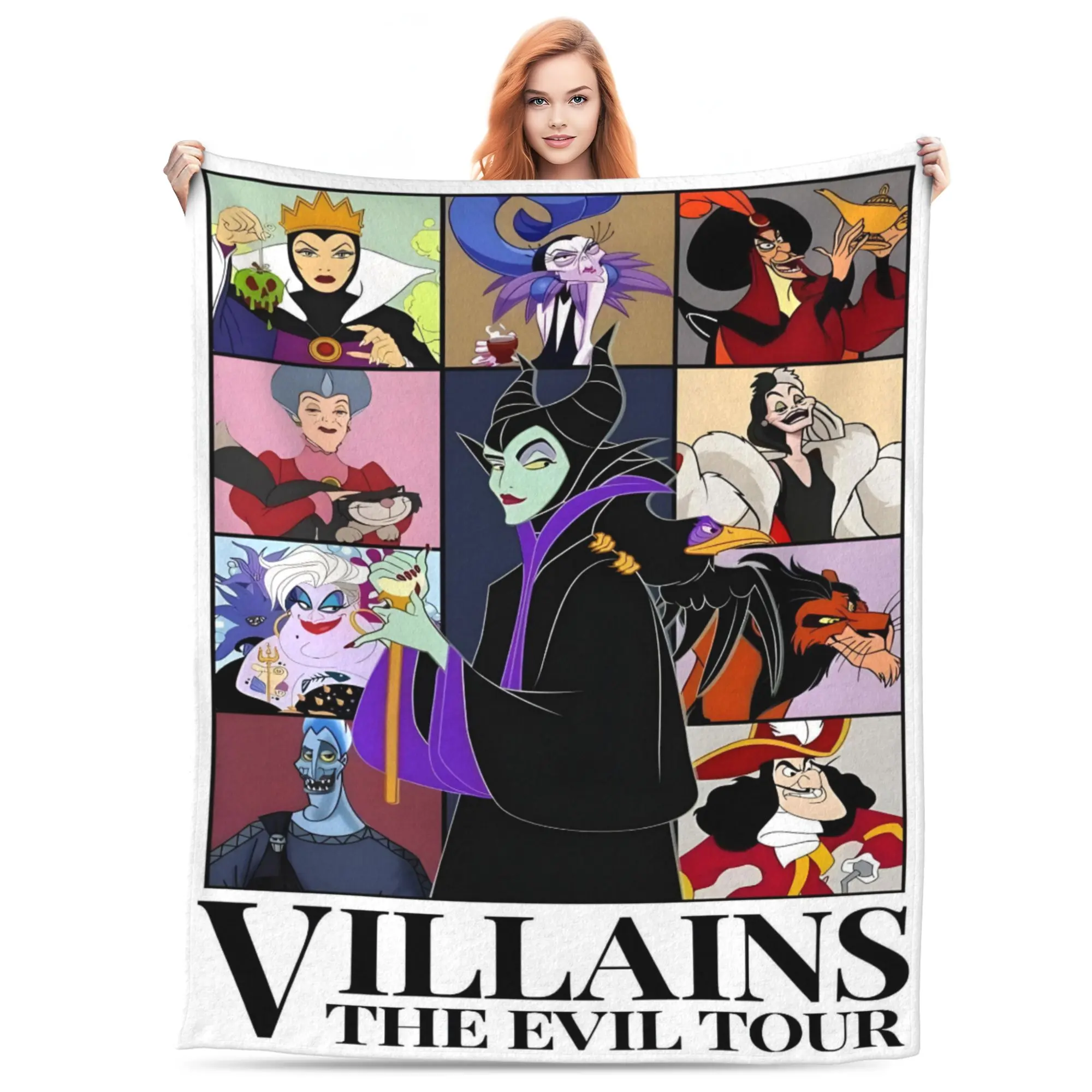 [SummerVibes] DISNEY CLASSIC Villains Throw Blanket – Disney Classic Antagonists Collage Featuring, Soft Fleece Blanket for Fans of Dark Characters