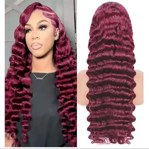 Burgundy wig Human Hair