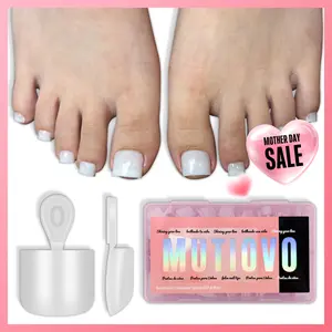 MUTIOVO Short Square Toe Nail Tips Pure Color White, Soft Gel Full Cover Fake Toenails Extension Kit, 224 Pcs 16 Sizes, No Glue Included, Need Builder Gel & Top Coat for Salon & DIY Pedicure