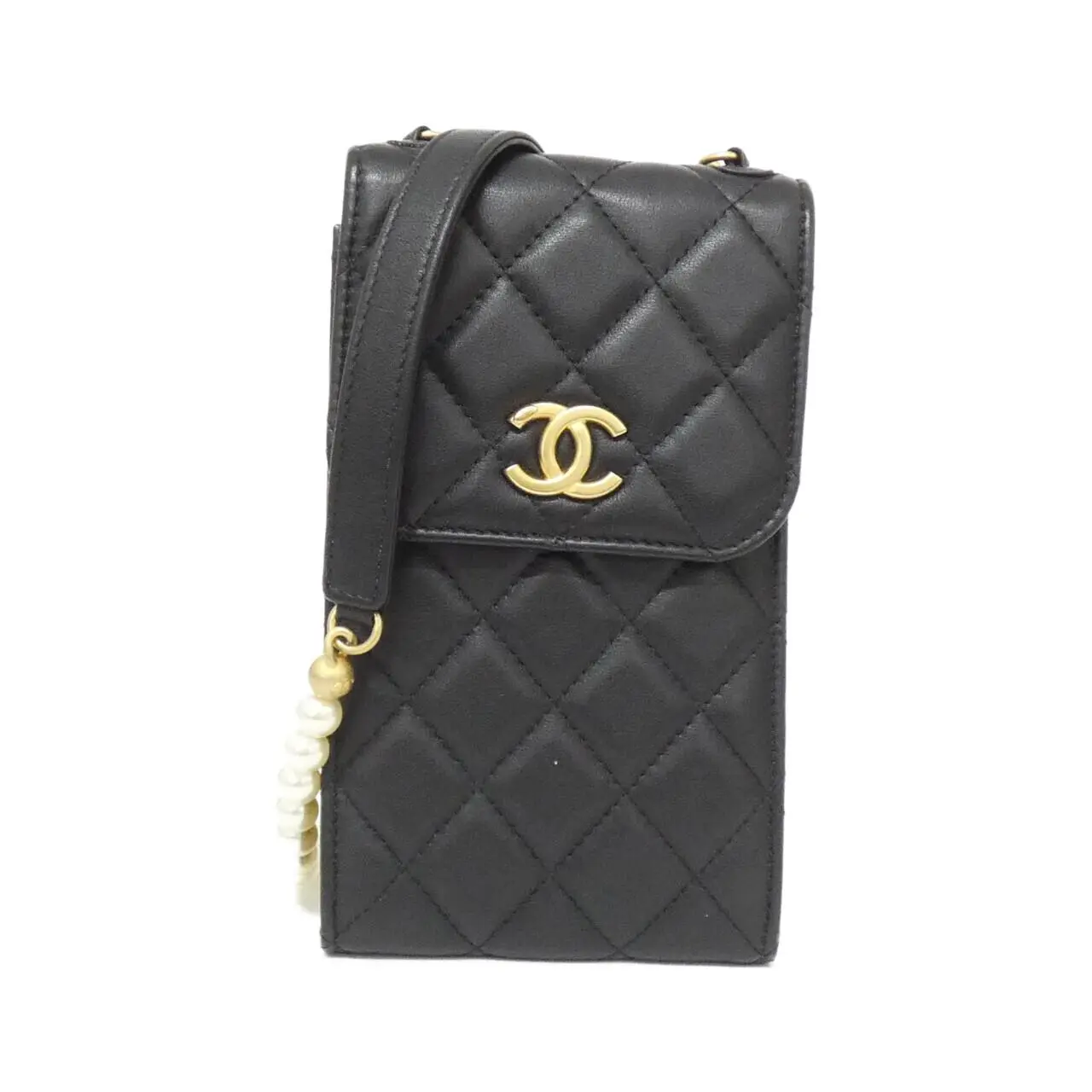 Pre-owned CHANEL Lambskin Small Leather Goods Phone Case