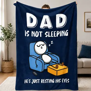 [Father's Day Gift] Funny Dad "Resting His Eyes" Flannel Blanket, All-Season Couch Throw, Perfect Father's Day Gift for Dads