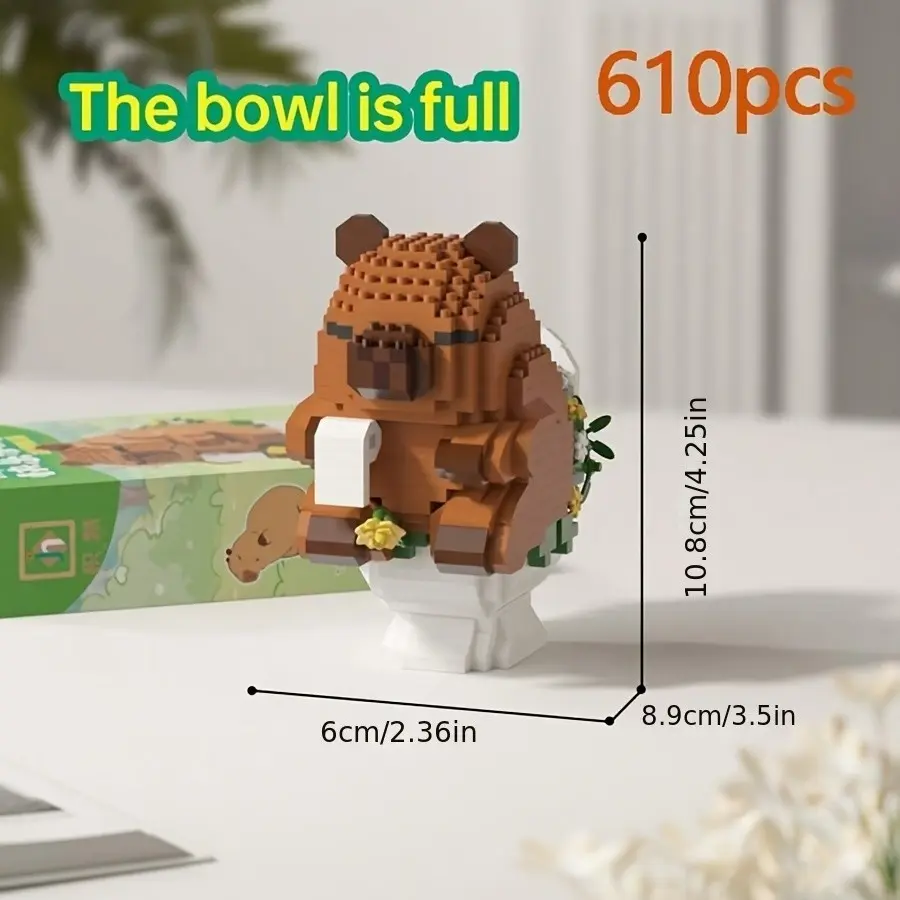 Multi-Style DIY Capybara Block Figures Model Set, Creative Space Decor Desktop Ornament, Holiday Gift, Unisex, Creative Building Blocks