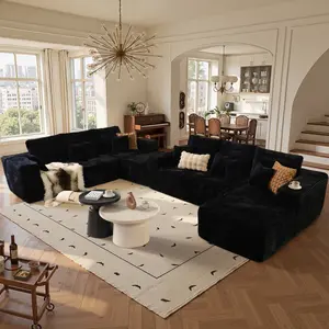Modular Sectional Sofa Couches 106" L-Shape Couch 3 Seat Modular Sofa Memory Foam Sectional Couches for Living Room, Boneless Couch with Oversized Chaise，Plush Corduroy Modular Sectional With L-shape Chaise ,no Assembly Required， tiktokshopspringglowup