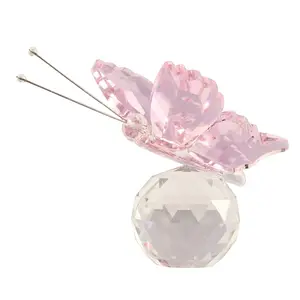 Crystal Butterfly Figurines with Clear Glass Ball Base,Glass Butterfly Statues, Crystal Animal Figurines for Decorative Home Decor, for Women, Home Decoration