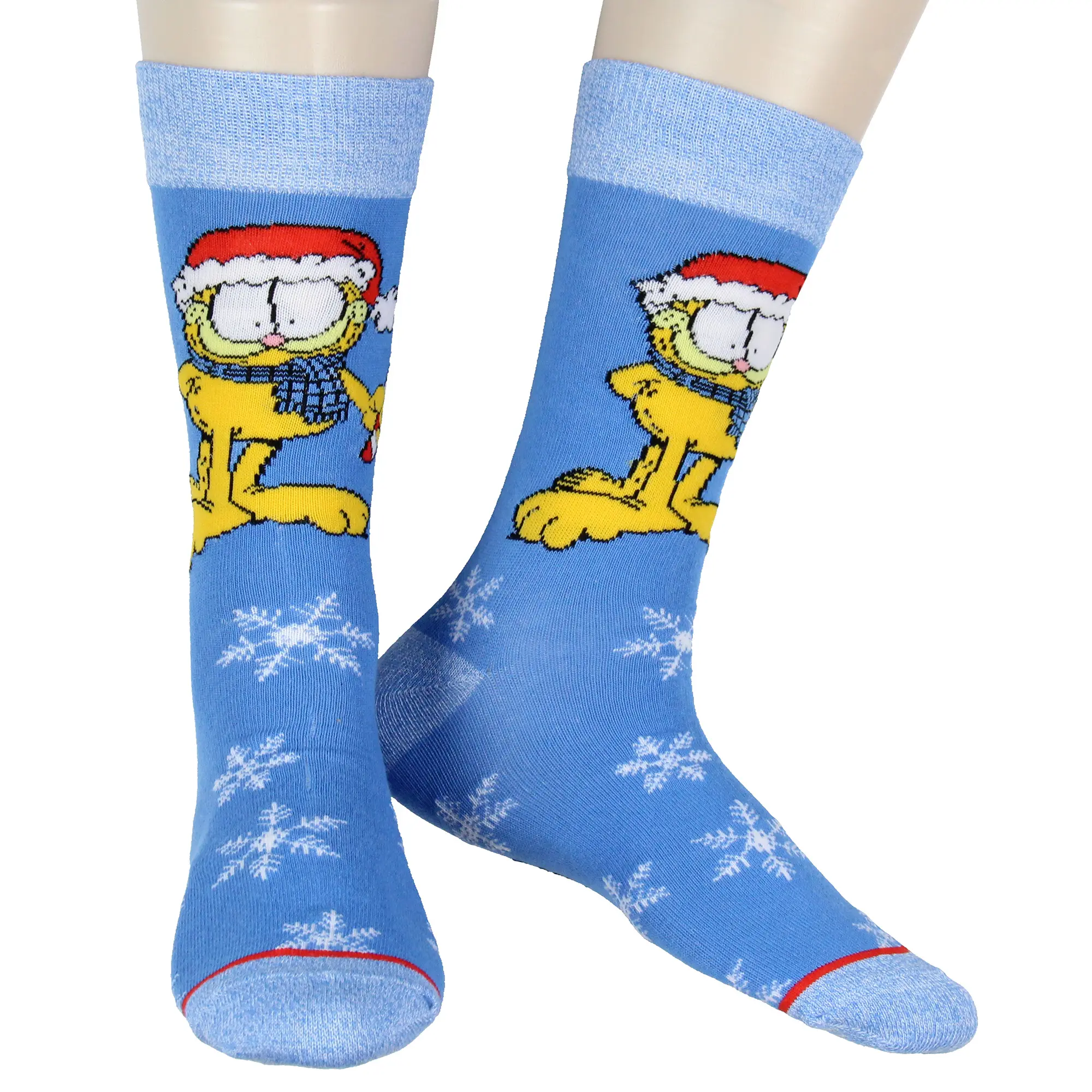 Garfield Socks Men's Holiday Inspired Snowflake and Santa Hat Novelty Mid-Calf Adult Crew Socks 1 Pair, Outfits, Fabric