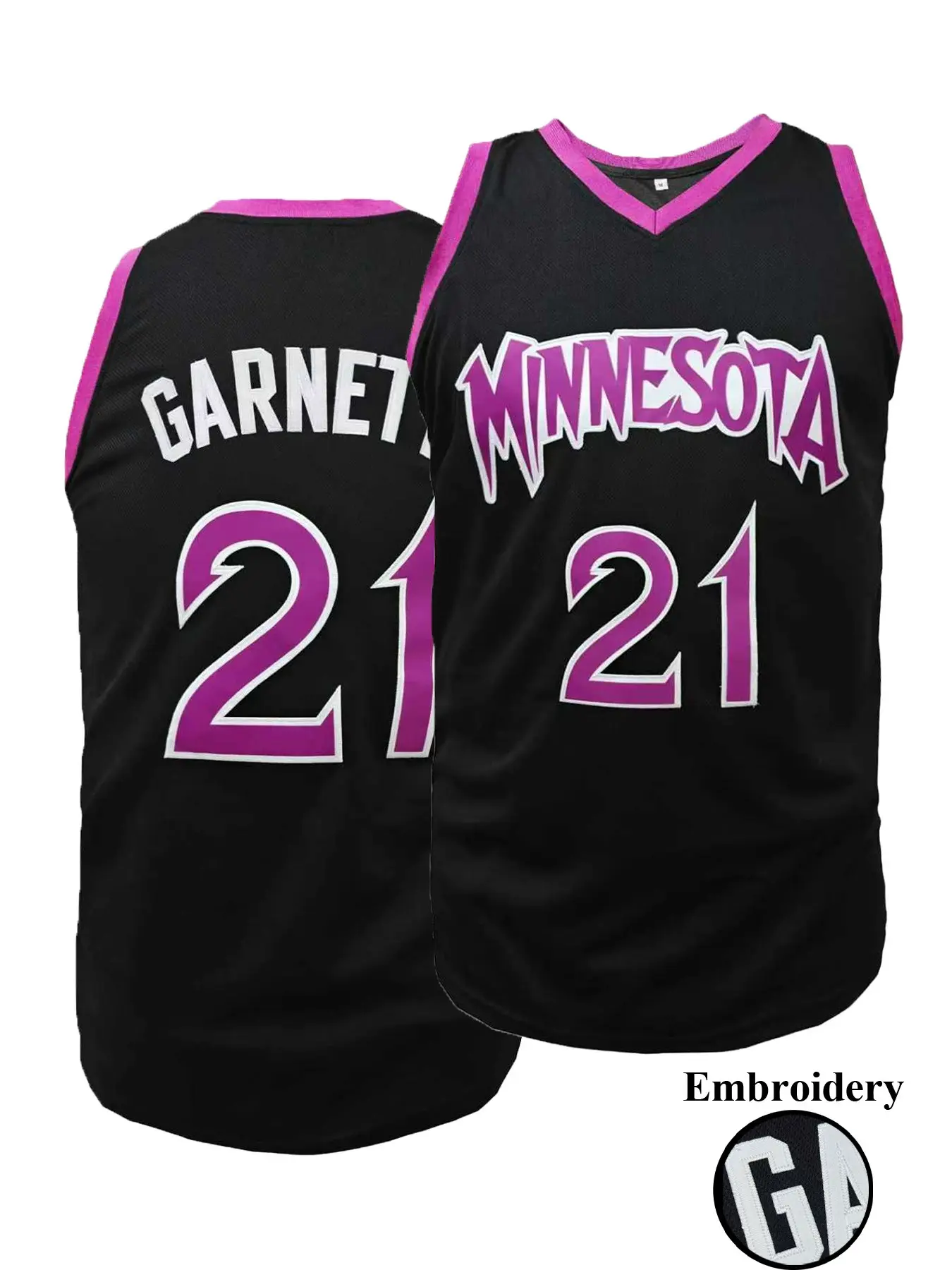 Men's Minnesota Retro #21 Embroidered Basketball Jersey, Vintage Black Purple Throwback Mesh Breathable Sports Jersey, Classic 90s Style Basketball Shirt for Game Day, Casual Wear & Gifts