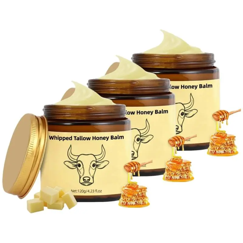 Lopeie Whipped Grass-Fed Beef Tallow Honey Balm - 4 Oz,Moisturizing Cream for Soft, Smooth Skin - Handmade All-Natural Moisturizer - Lavender