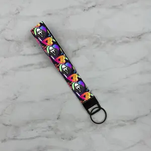 Horror Movie Inspired Rainbow Ghost Face Wristlet Mini Lanyard